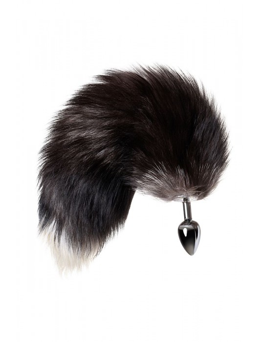 Серебристая металлическая анальная втулка с хвостом чернобурой лисы - размер S - ToyFa - купить с доставкой в Томске