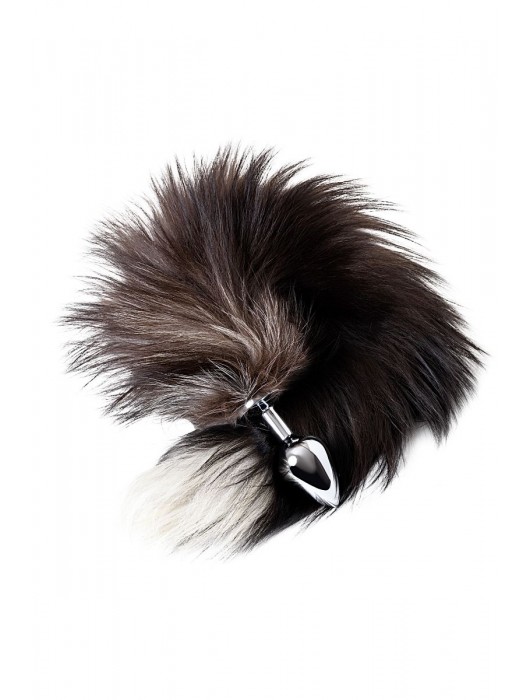 Серебристая металлическая анальная втулка с хвостом чернобурой лисы - размер S - ToyFa - купить с доставкой в Томске