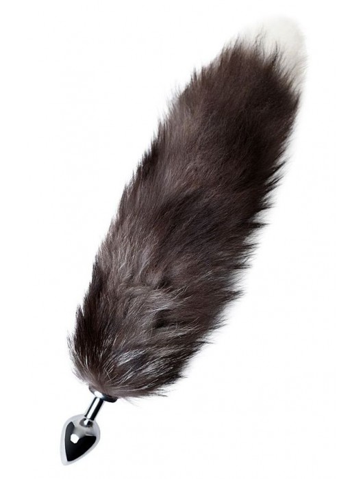 Серебристая металлическая анальная втулка с хвостом чернобурой лисы - размер S - ToyFa - купить с доставкой в Томске