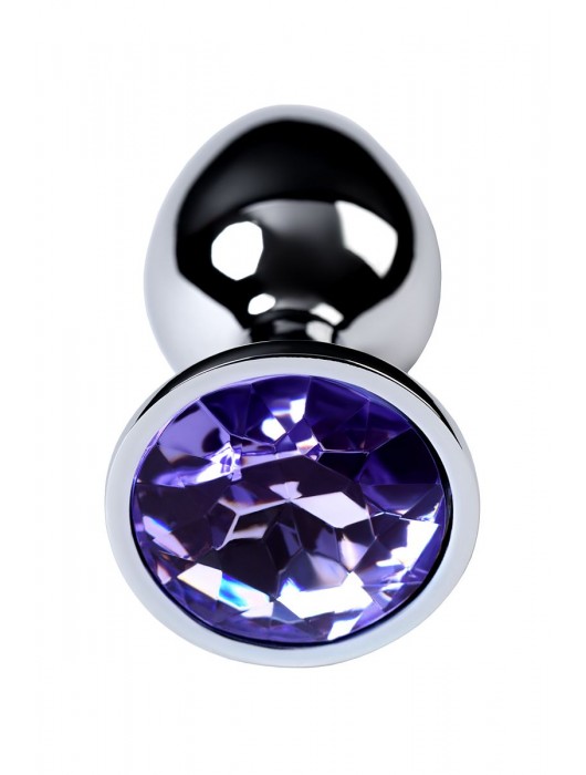 Серебристая конусовидная анальная пробка с фиолетовым кристаллом - 7 см. - ToyFa - купить с доставкой в Томске