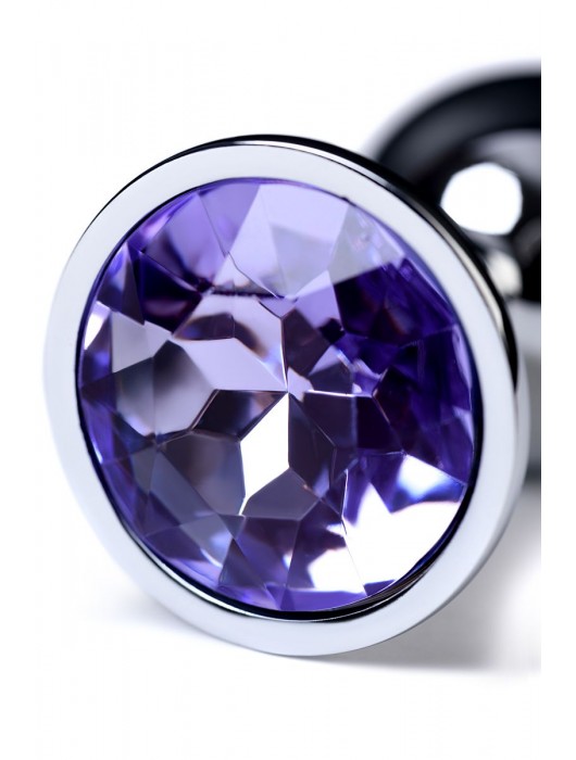 Серебристая конусовидная анальная пробка с фиолетовым кристаллом - 7 см. - ToyFa - купить с доставкой в Томске