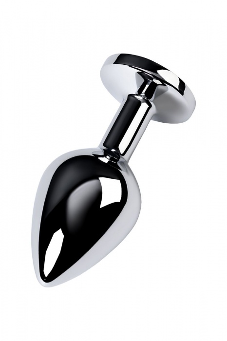 Серебристая конусовидная анальная пробка с голубым кристаллом - 8 см. - ToyFa - купить с доставкой в Томске