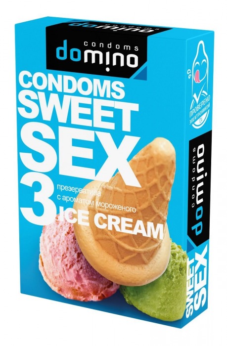 Презервативы для орального секса DOMINO Sweet Sex с ароматом мороженого - 3 шт. - Domino - купить с доставкой в Томске