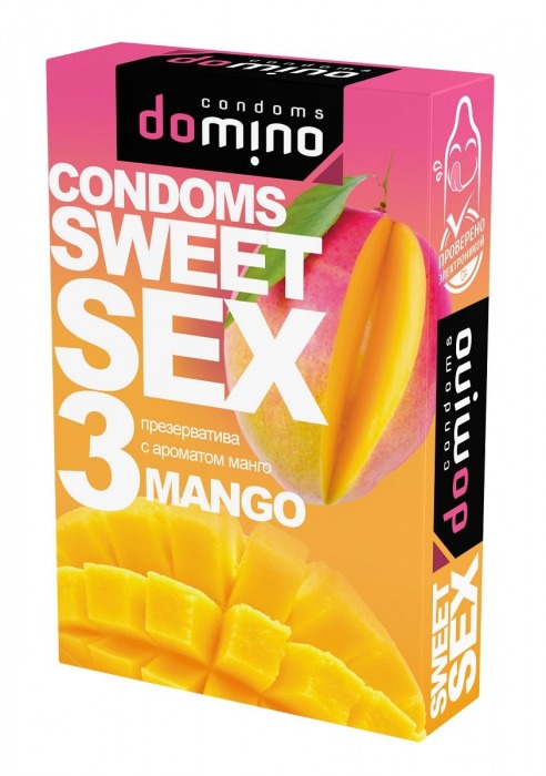 Презервативы для орального секса DOMINO Sweet Sex с ароматом манго - 3 шт. - Domino - купить с доставкой в Томске