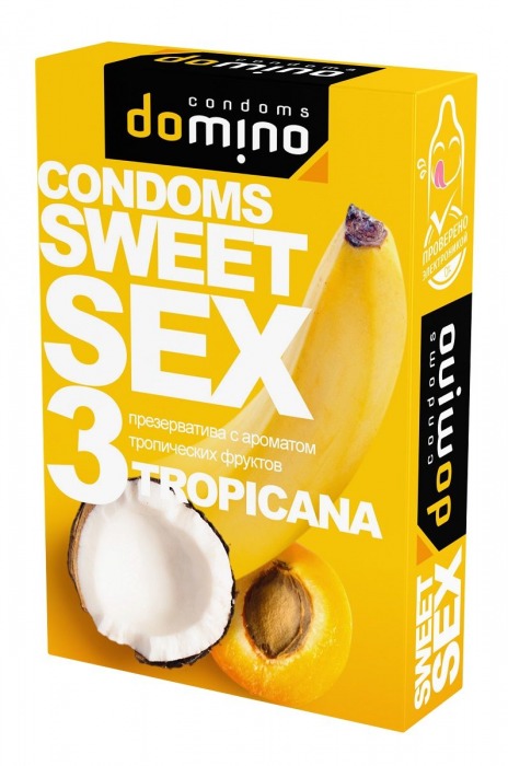 Презервативы для орального секса DOMINO Sweet Sex с ароматом тропических фруктов - 3 шт. - Domino - купить с доставкой в Томске