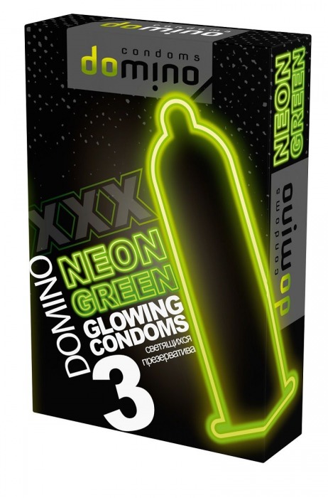 Презервативы DOMINO Neon Green со светящимся в темноте кончиком - 3 шт. - Domino - купить с доставкой в Томске