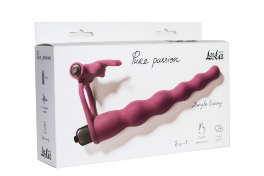 Бордовая вибронасадка для двойного проникновения Jungle Bunny - 17 см. - Lola Games - купить с доставкой в Томске