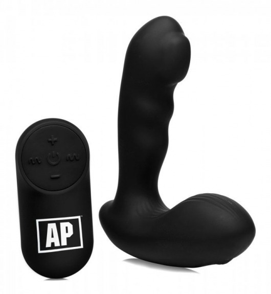 Черный стимулятор простаты Alpha-Pro 7X P-Milker Silicone Prostate Stimulator with Milking Bead - XR Brands - в Томске купить с доставкой