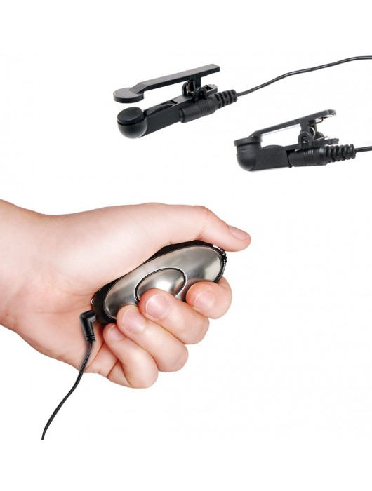 Черные электрические зажимы для сосков Shock Therapy Nipple Clamps - Pipedream - купить с доставкой в Томске