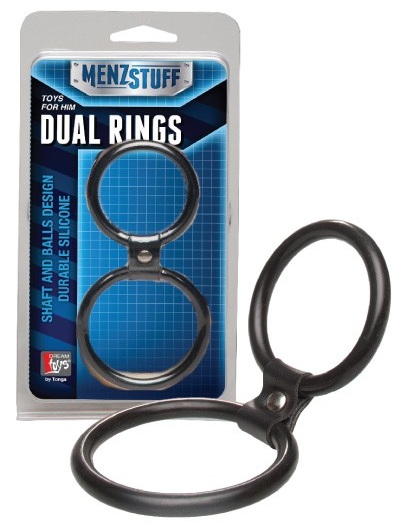 Чёрное двойное эрекционное кольцо Dual Rings Black - Dream Toys - в Томске купить с доставкой