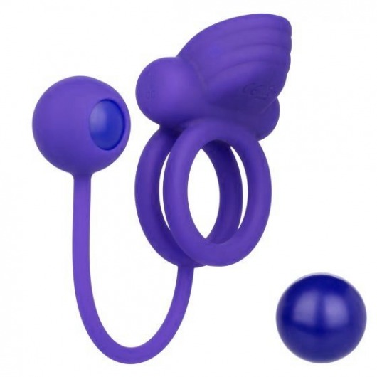 Фиолетовое эрекционное кольцо с утяжелителем Silicone Rechargeable Dual Rockin Rim Enhancer - California Exotic Novelties - в Томске купить с доставкой