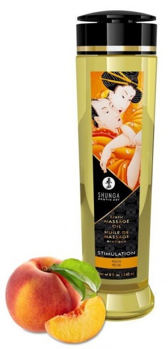 Массажное масло для тела с ароматом персика Stimulation - 240 мл. - Shunga - купить с доставкой в Томске