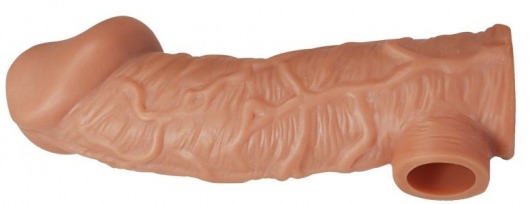 Телесная насадка на фаллос с отверстием для мошонки EXTREME SLEEVE - 17,6 см. - KOKOS - в Томске купить с доставкой