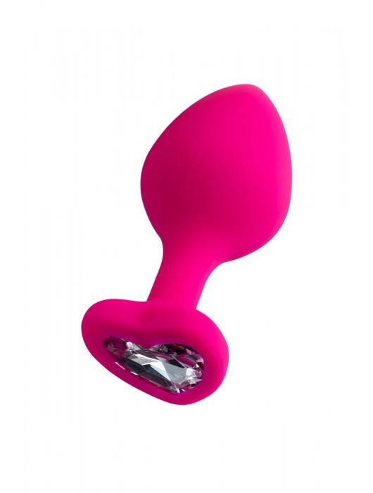 Розовая анальная втулка Diamond Heart с прозрачным кристаллом - 8 см. - ToyFa - купить с доставкой в Томске