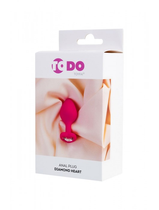 Розовая анальная втулка Diamond Heart с прозрачным кристаллом - 8 см. - ToyFa - купить с доставкой в Томске
