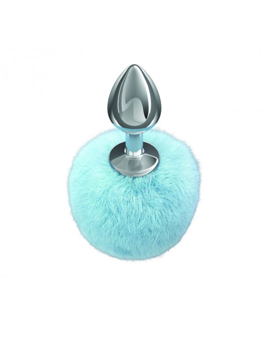 Серебристая анальная пробка с голубым пушистым хвостиком Twinkle - Lola Games - купить с доставкой в Томске