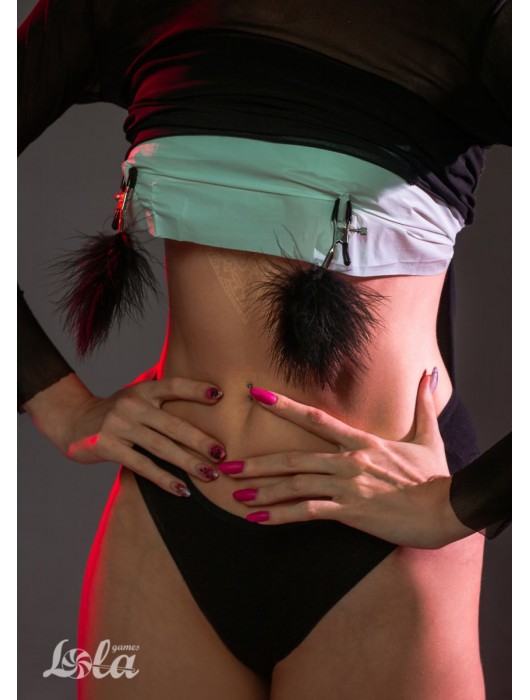 Зажимы на соски с черным пухом Euphoric - Lola Games - купить с доставкой в Томске