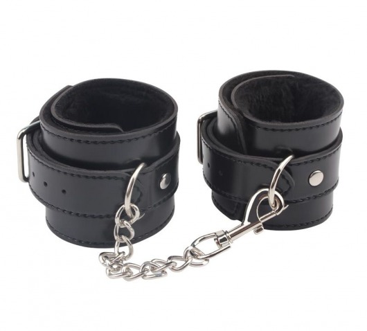 Черные оковы на ноги Obey Me Leather Ankle Cuffs - Chisa - купить с доставкой в Томске