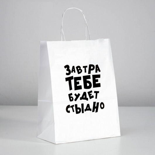 Подарочный пакет  Завтра тебе будет стыдно  - 30 х 24 см. - UPAK LAND - купить с доставкой в Томске