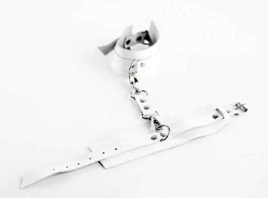 Белые оковы из натуральной кожи - БДСМ Арсенал - купить с доставкой в Томске