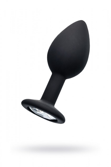 Черная анальная втулка с прозрачным стразом - 7,2 см. - POPO Pleasure - купить с доставкой в Томске