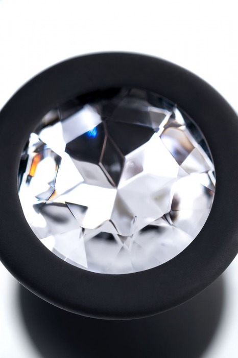 Черная анальная втулка с прозрачным стразом - 7,2 см. - POPO Pleasure - купить с доставкой в Томске