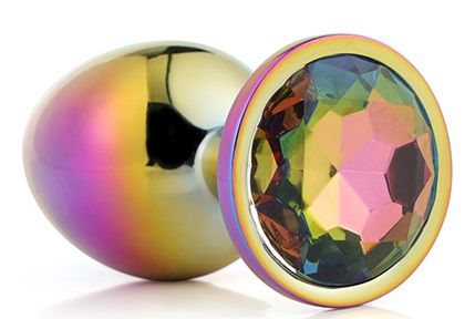 Голографическая анальная втулка с радужным кристаллом - 7,1 см. - Dream Toys - купить с доставкой в Томске