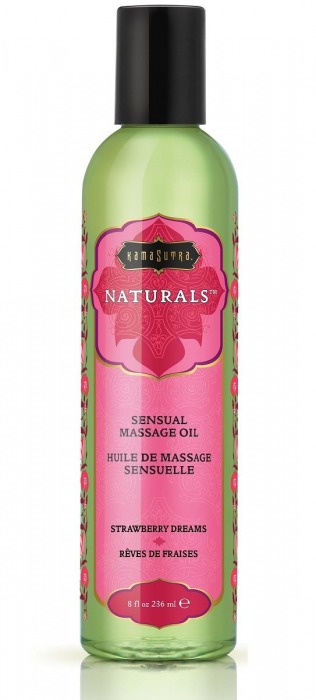 Массажное масло Naturals Strawberry Dreams с ароматом клубники - 236 мл. - Kama Sutra - купить с доставкой в Томске