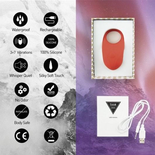 Красное кольцо с вибрацией Thor Cockring - FeelzToys - в Томске купить с доставкой