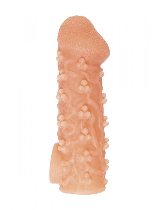 Телесная закрытая насадка с пучками шишечек Cock Sleeve Size S - 13,8 см. - KOKOS - в Томске купить с доставкой