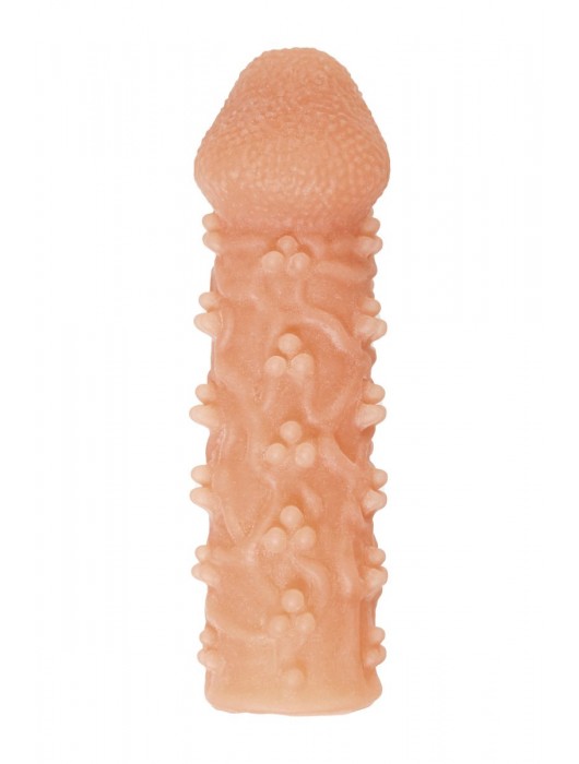 Телесная закрытая насадка с пучками шишечек Cock Sleeve Size S - 13,8 см. - KOKOS - в Томске купить с доставкой