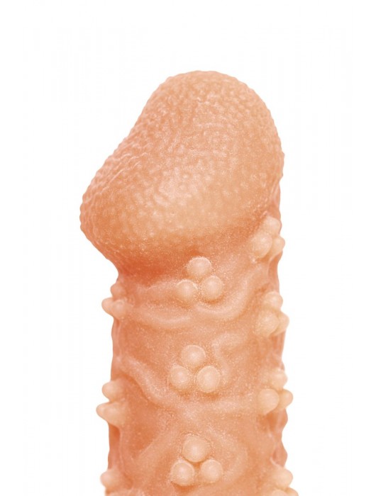 Телесная закрытая насадка с пучками шишечек Cock Sleeve Size S - 13,8 см. - KOKOS - в Томске купить с доставкой