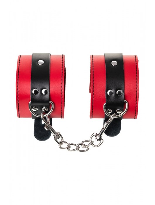 Красно-черные оковы на ноги из кожи - ToyFa - купить с доставкой в Томске