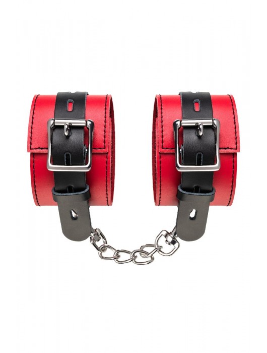 Красно-черные оковы на ноги из кожи - ToyFa - купить с доставкой в Томске