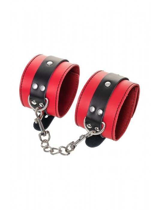 Красно-черные оковы на ноги из кожи - ToyFa - купить с доставкой в Томске