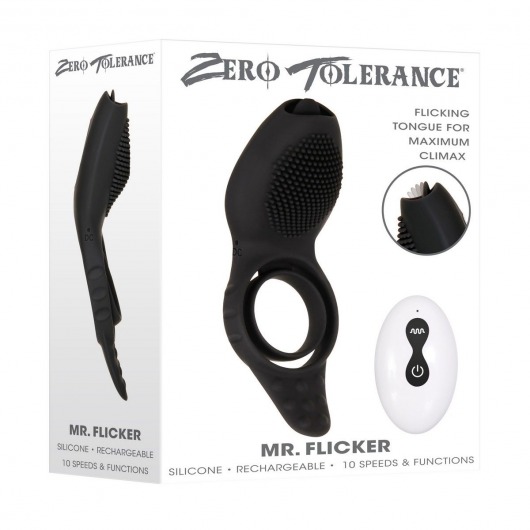Черное эрекционное кольцо со стимулятором клитора Mr. Flicker - Zero Tolerance - в Томске купить с доставкой