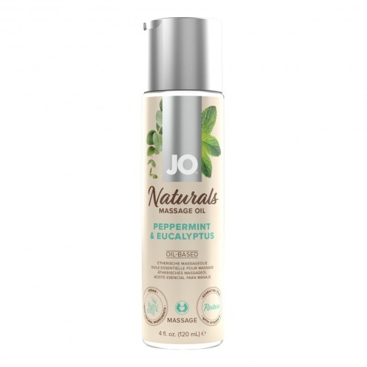 Массажное масло с ароматом перечной мяты и эвкалипта JO Naturals Peppermint   Eucalyptus - 120 мл. - System JO - купить с доставкой в Томске