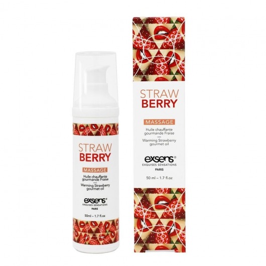 Разогревающее массажное масло  с ароматом клубники Gourmet Strawberry - 50 мл. - Exsens - купить с доставкой в Томске