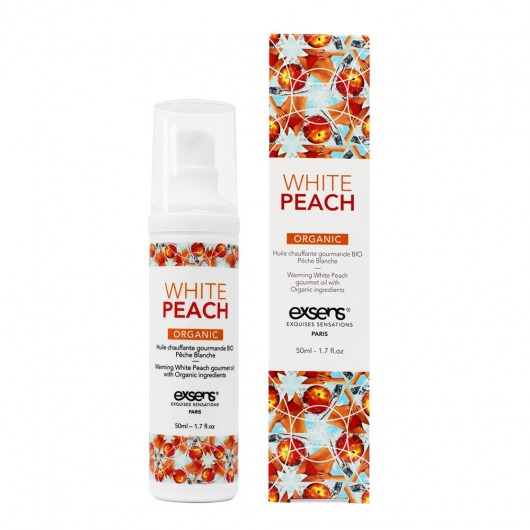 Разогревающее массажное масло Gourmet White Peach Organic с органическими ингредиентами - 50 мл. - Exsens - купить с доставкой в Томске