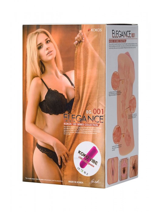 Реалистичный мастурбатор-вагина телесного цвета Elegance.001 с вибрацией - KOKOS - в Томске купить с доставкой