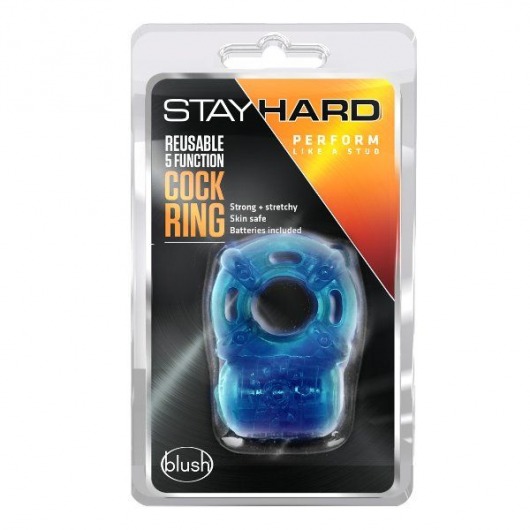 Голубое эрекционное виброкольцо Reusable 5 Function Cock Ring - Blush Novelties - в Томске купить с доставкой