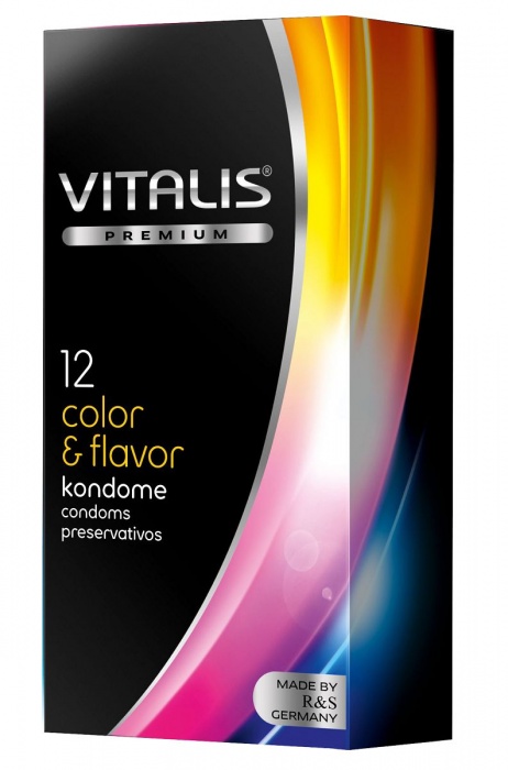 Цветные ароматизированные презервативы VITALIS PREMIUM color   flavor - 12 шт. - Vitalis - купить с доставкой в Томске