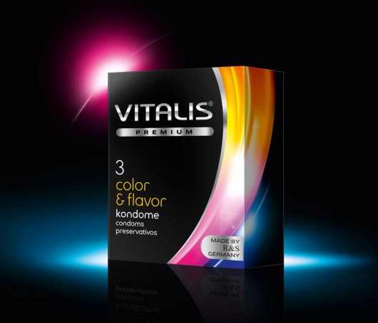 Цветные ароматизированные презервативы VITALIS PREMIUM color   flavor - 3 шт. - Vitalis - купить с доставкой в Томске