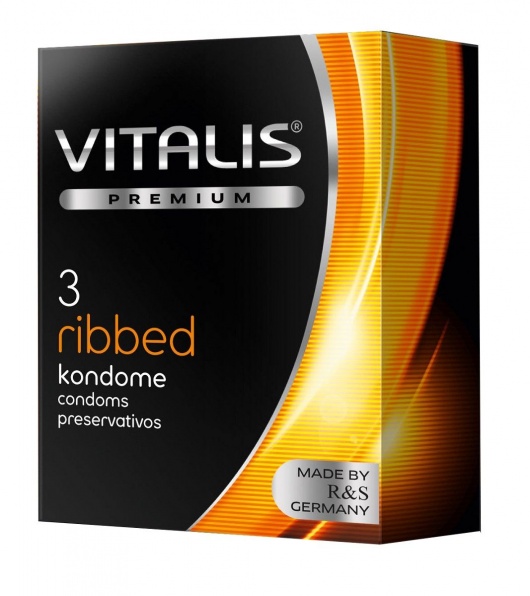 Ребристые презервативы VITALIS PREMIUM ribbed - 3 шт. - Vitalis - купить с доставкой в Томске
