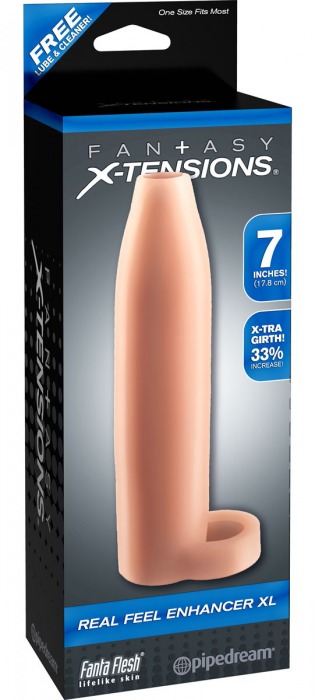 Телесная насадка Real Feel Enhancer XL - 17 см. - Pipedream - в Томске купить с доставкой