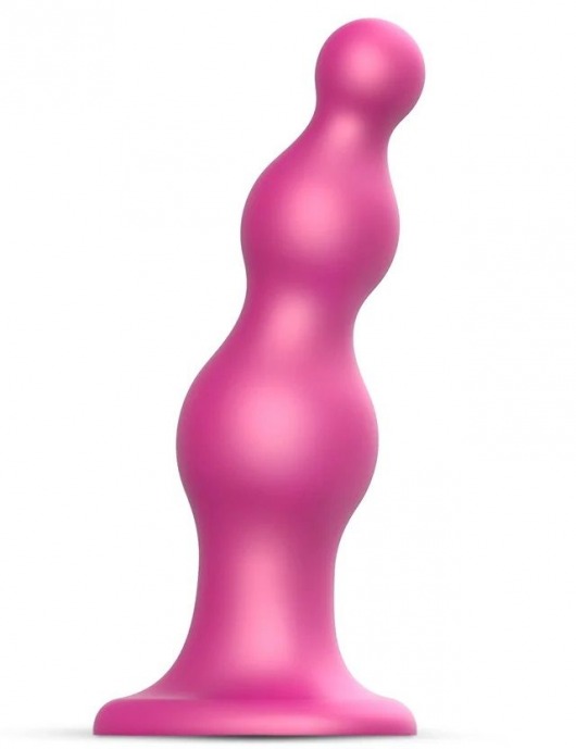 Розовая насадка Strap-On-Me Dildo Plug Beads size S - Strap-on-me - купить с доставкой в Томске