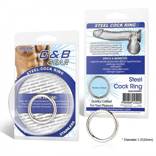 Стальное эрекционное кольцо STEEL COCK RING - 3.5 см. - BlueLine - в Томске купить с доставкой