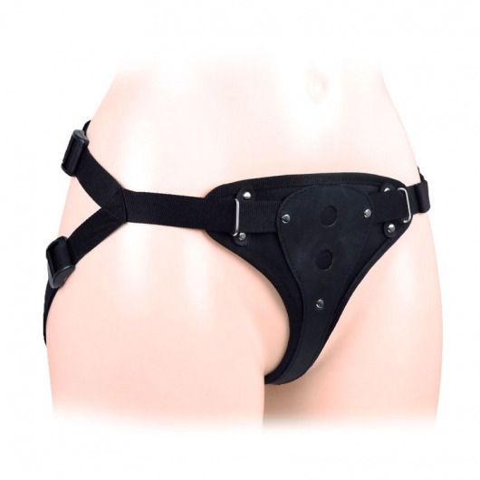 Черный пояс-трусики в комплекте с коннектором и насадкой - Notabu - купить с доставкой в Томске