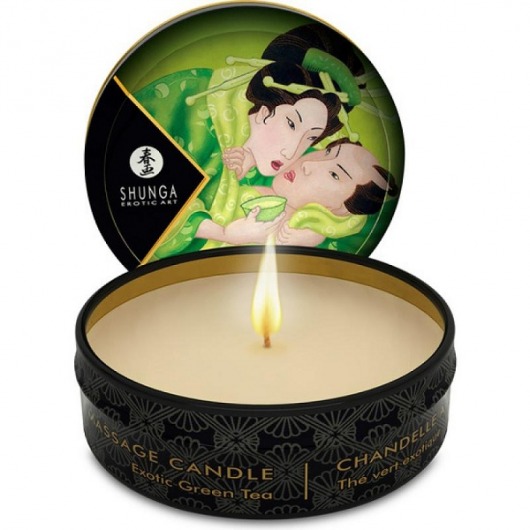 Массажная свеча Exotic Green Tea с ароматом зелёного чая - 30 мл. - Shunga - купить с доставкой в Томске