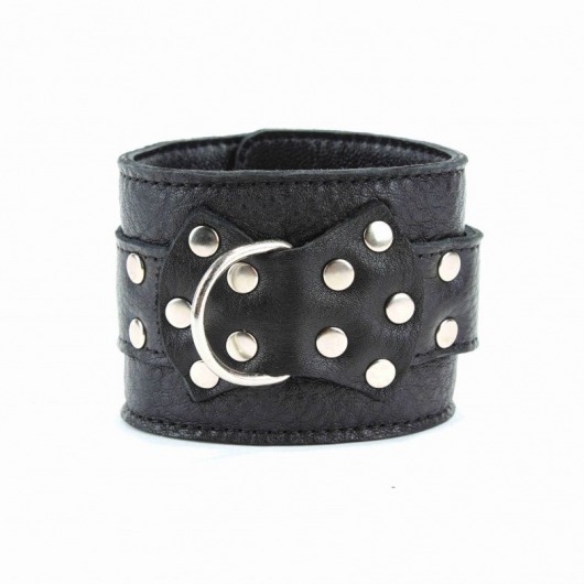 Чёрные кожаные оковы с клепками - БДСМ Арсенал - купить с доставкой в Томске